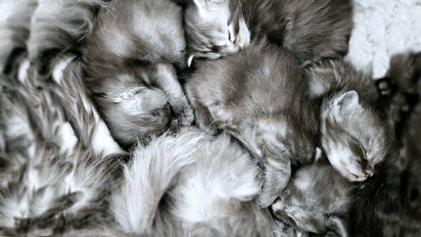 Portée de chatons Maine Coon nouveau-nés, élevage Maine Queen